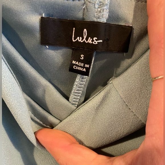 Lulu’s Flawless Attitude Sage Blue Asymmetrical Cutout Midi Dress - Picture 2 of 3